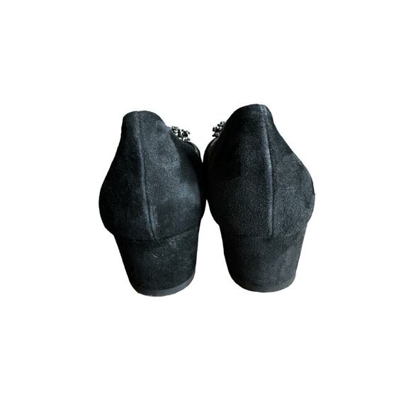 AGL Black Suede Beaded Formal Block Round Toe Pump Heel 41/9.5 - Picture 8 of 8